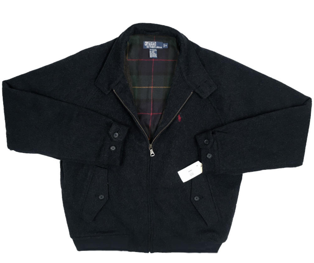 NEW Vintage Polo Ralph Lauren Wool Bomber Jacket! M Navy Red Player Plaid Lining
